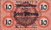 1919 AD., Germany, Weimar Republic, RÃ¼desheim (Rheingaukreis), Notgeld, currency issue, 10 Pfennig, Grabowski R28.4a. 016877 Obverse 