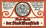1920 AD., Germany, Weimar Republic, Wanfried (town), Notgeld, currency issue, 5 Pfennig, Grabowski W9.1a. Obverse spec. 2