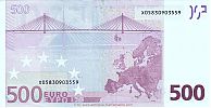 European Union, European Central Bank, Pick 14x. 500 Euro, 2004-2011 AD. Printer: Bundesdruckerei, Berlin, Germany, X05830903559-R012F3 Reverse 
