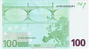 European Union, European Central Bank, Pick 18x.2. 100 Euro, 2011-2019 AD., Printer: Oberthur Fiduciaire, Chantepie, France, E003D4-X19218532691 Reverse 