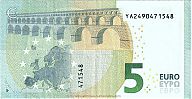 European Union, European Central Bank, Pick 20y. 5 Euro, 2013 AD. Printer: Bank of Greece, Athens, Greece, YA2490471548-Y003J2 Reverse 
