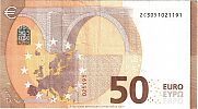 European Union, European Central Bank, Pick 23z. 50 Euro, 2017 AD., Printer: Banque Nationale de Belgique, Brussels, Belgium, Z021A2-ZC3051021191 Reverse 