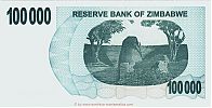 Zimbabwe, 2006 AD., Reserve Bank of Zimbabwe, emergency Bearer Cheque, 100000 Dollars, Pick 48b. AS7876437 Reverse 