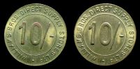1920-1950 AD., Great Britain, London, Williams Bros. Direct Supply Stores Ltd., 10 Shillings Bonus and Dividend Check Token.