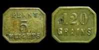 1727-1760 AD., Great Britain, Coin weight, 5 Penny Brass Weight, Biggs 2625.