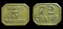 1727-1760 AD., Great Britain, Coin weight, 3 Penny Brass Weight, Biggs 2625.